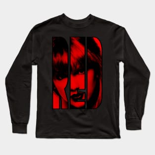 Red Text Musical Vintage Halftones Long Sleeve T-Shirt